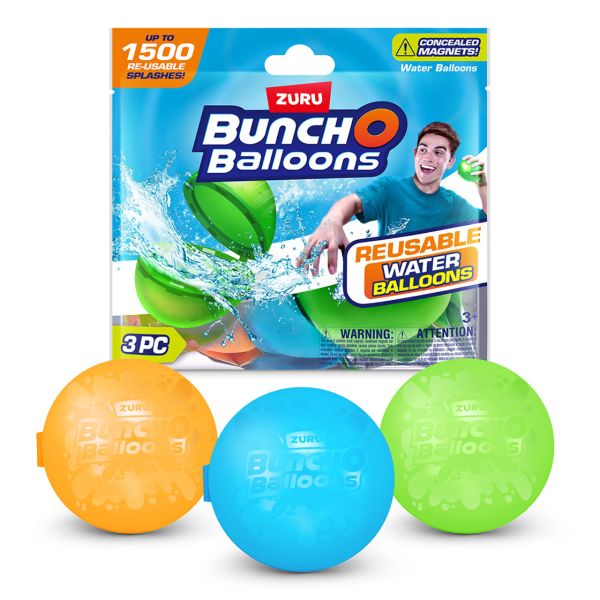 ZURU Buncho Ballons (Set di 3 Palloncini Bombe Acqua) Con chiusura magnetica e riutilizzabili In busta (16x16cm)…x1